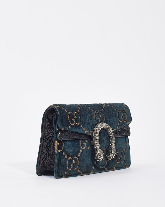Gucci Navy Velvet Monogram Super Mini Dionysus Bag