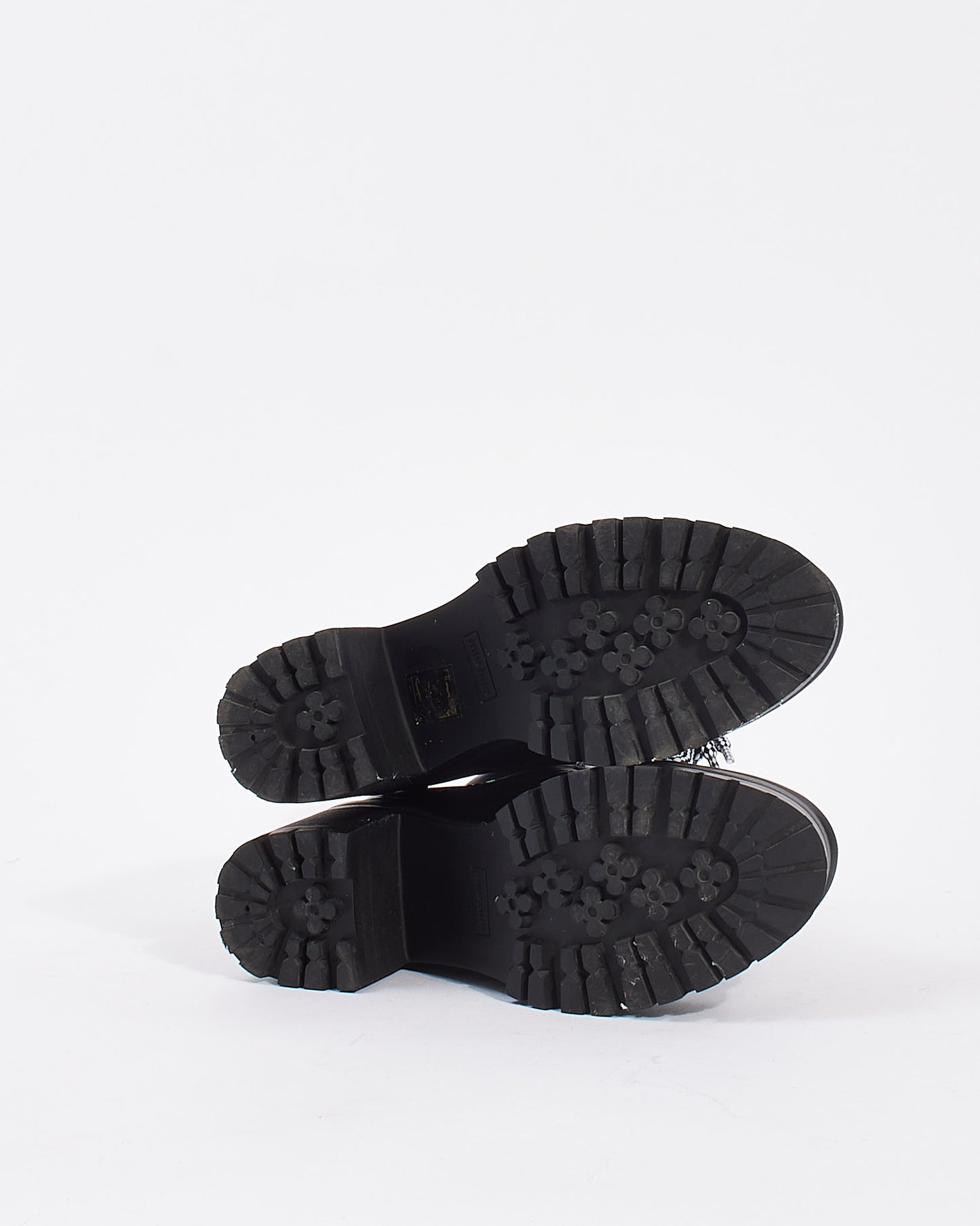 Miu Miu Black Leather Lace Up Heeled Booties - 36.5