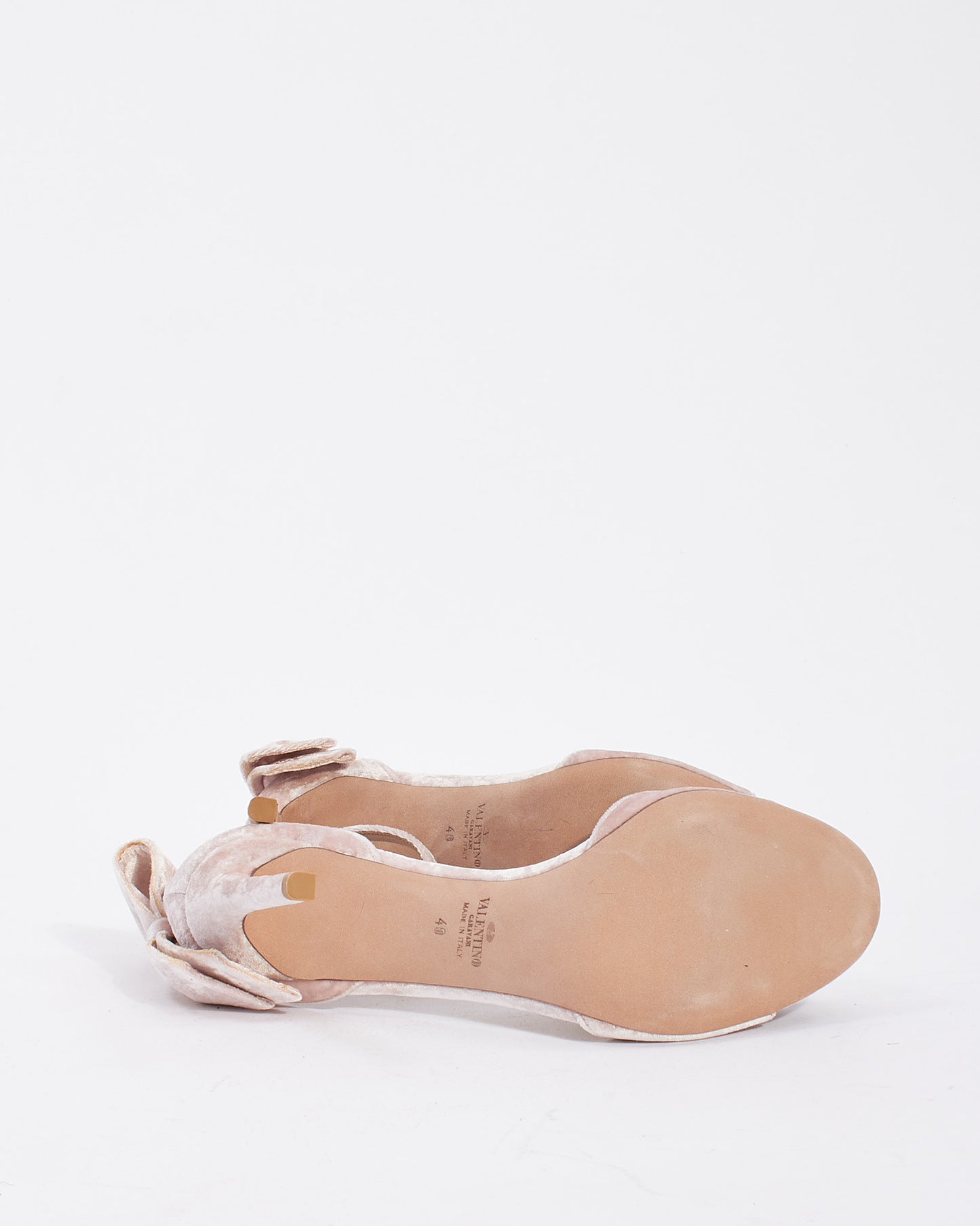 Valentino Pink Crushed Velvet Bow Sandals - 40