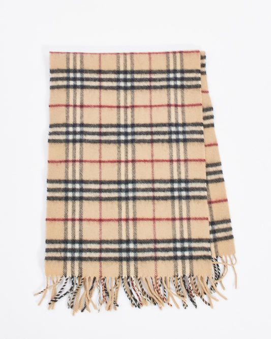 Burberry Beige Classic Check Wool Scarf