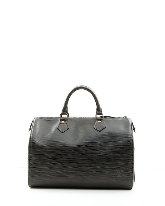 Louis Vuitton Black Epi Leather Speedy 35 Bag