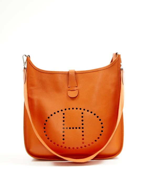Hermes Orange Epsom Leather Evelyne I 33 Shoulder Bag