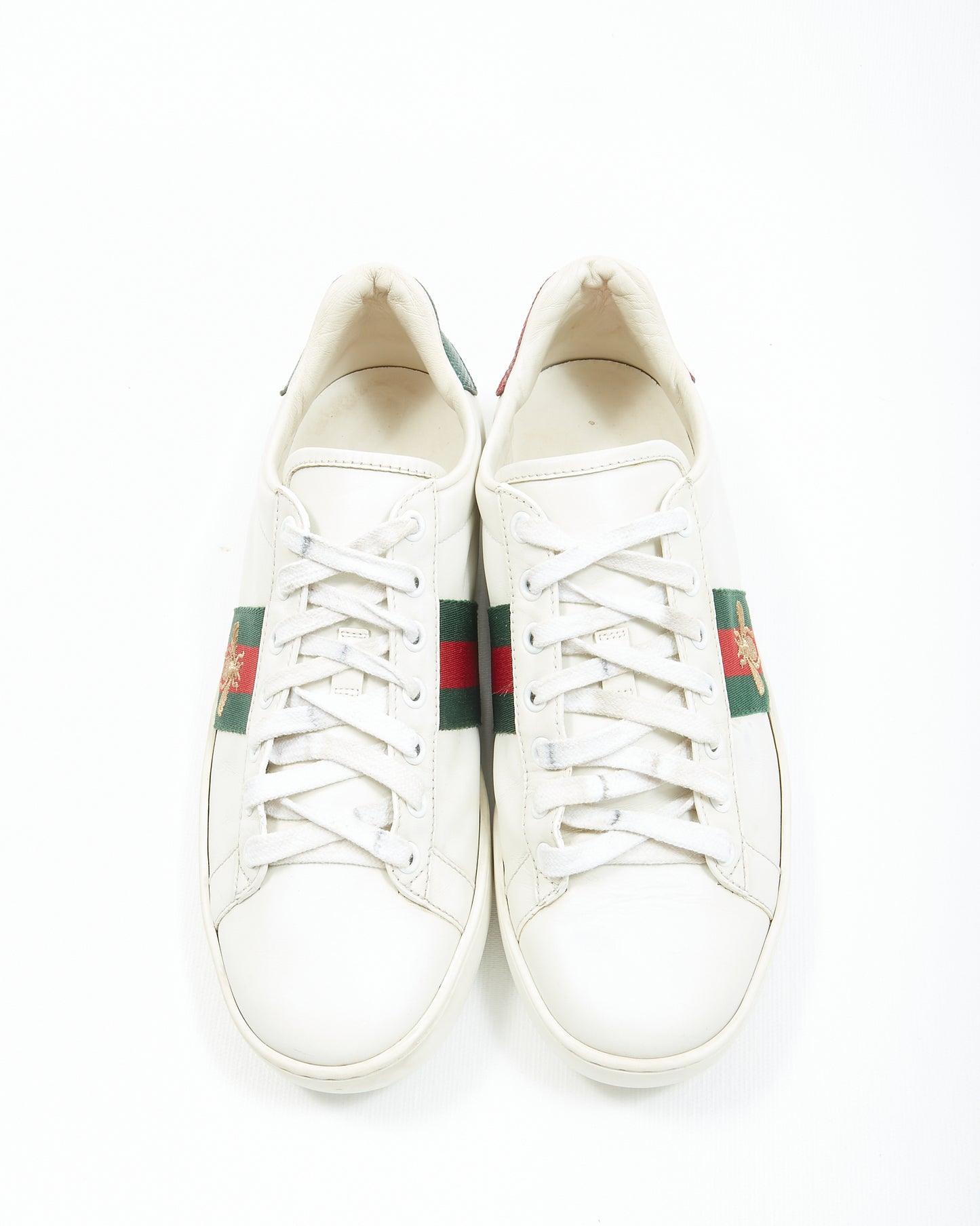 Gucci White Leather Web Bee Ace Sneakers - 38.5