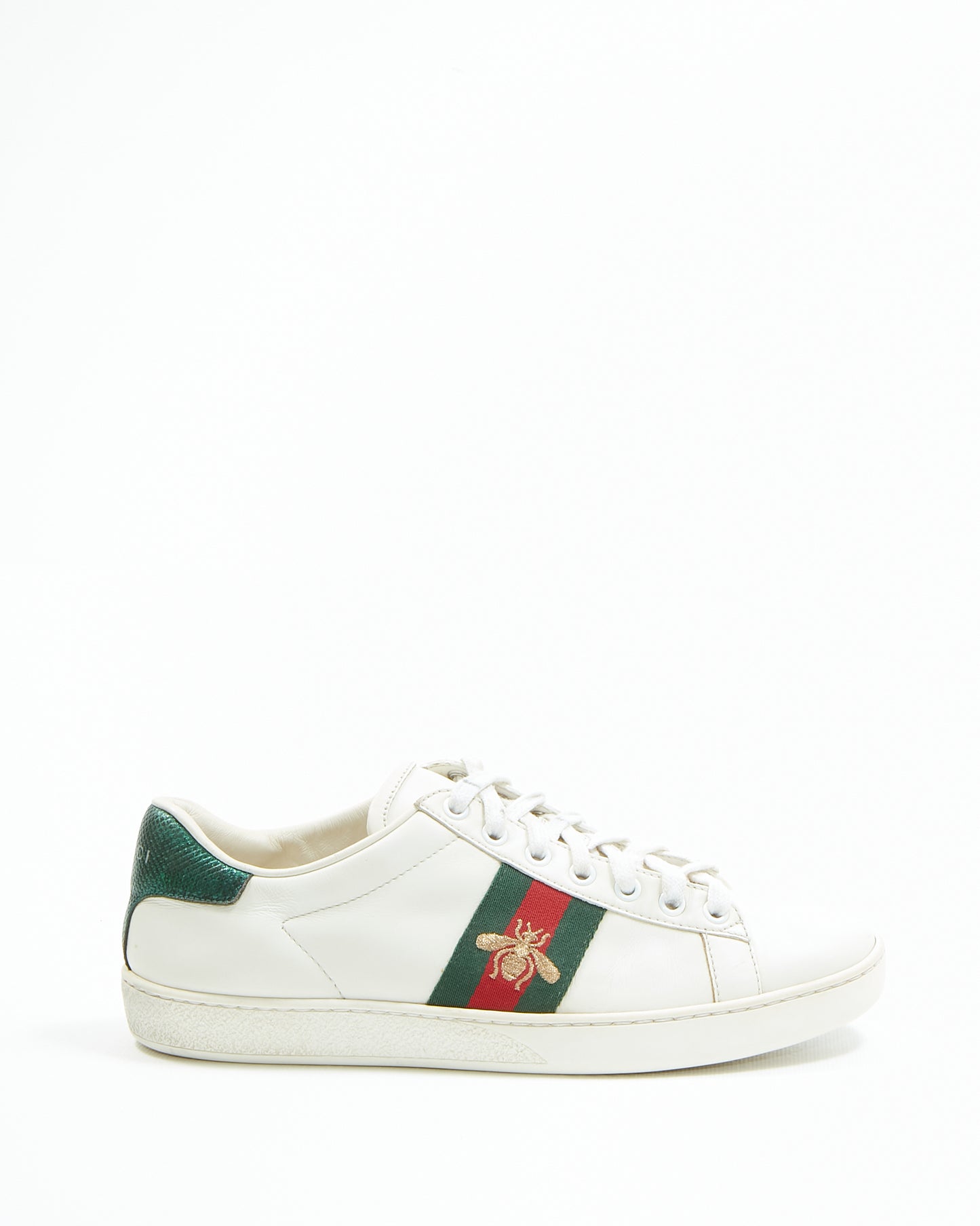 Gucci White Leather Web Bee Ace Sneakers - 38.5