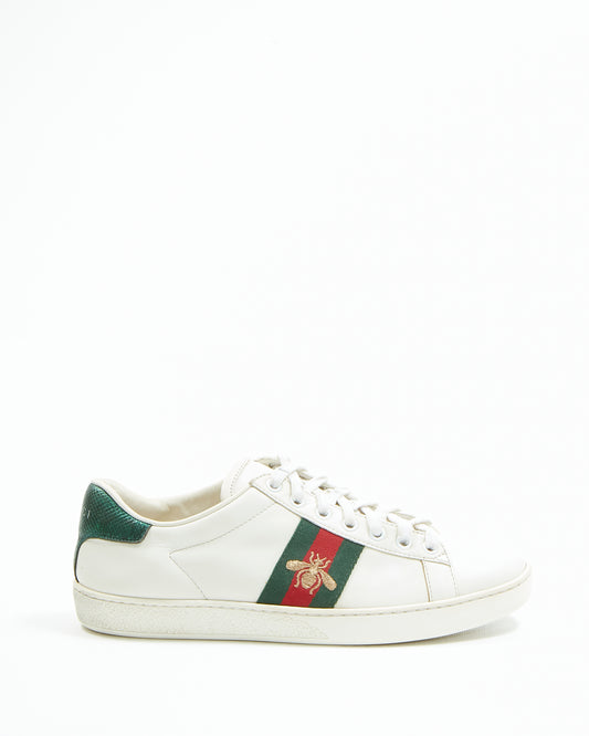 Baskets Gucci Web Bee Ace en cuir blanc - 38,5