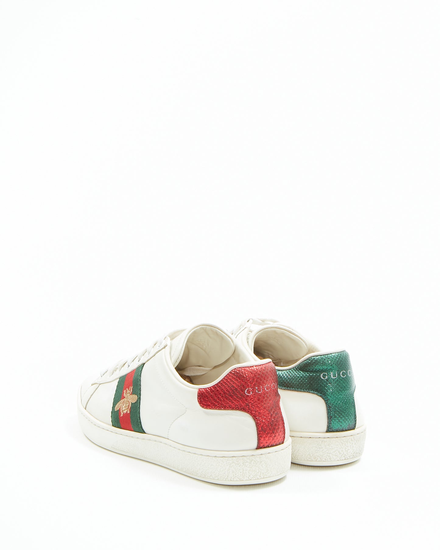 Gucci White Leather Web Bee Ace Sneakers - 38.5