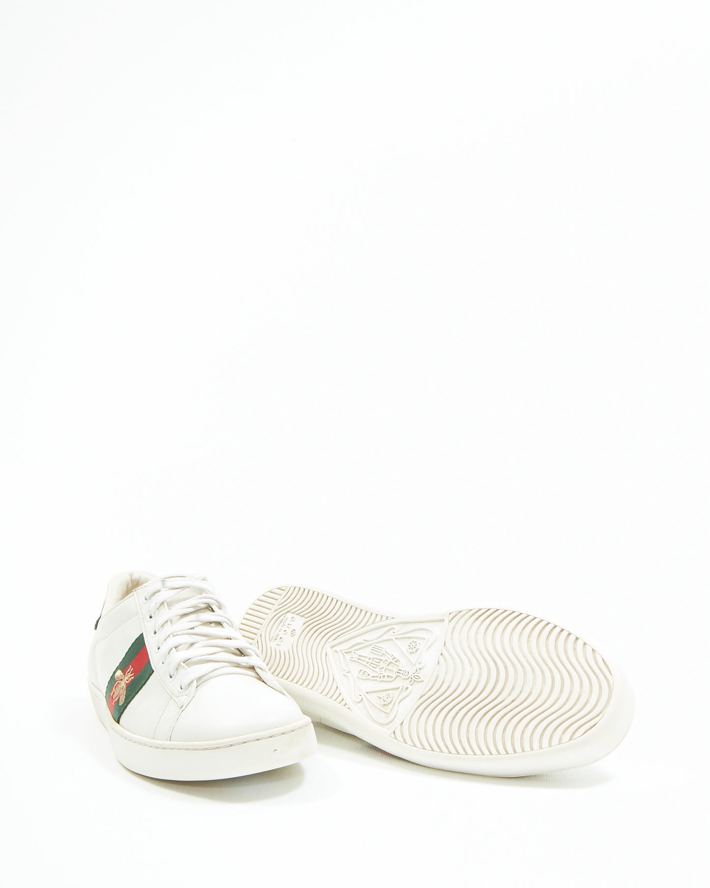 Gucci White Leather Web Bee Ace Sneakers - 38.5