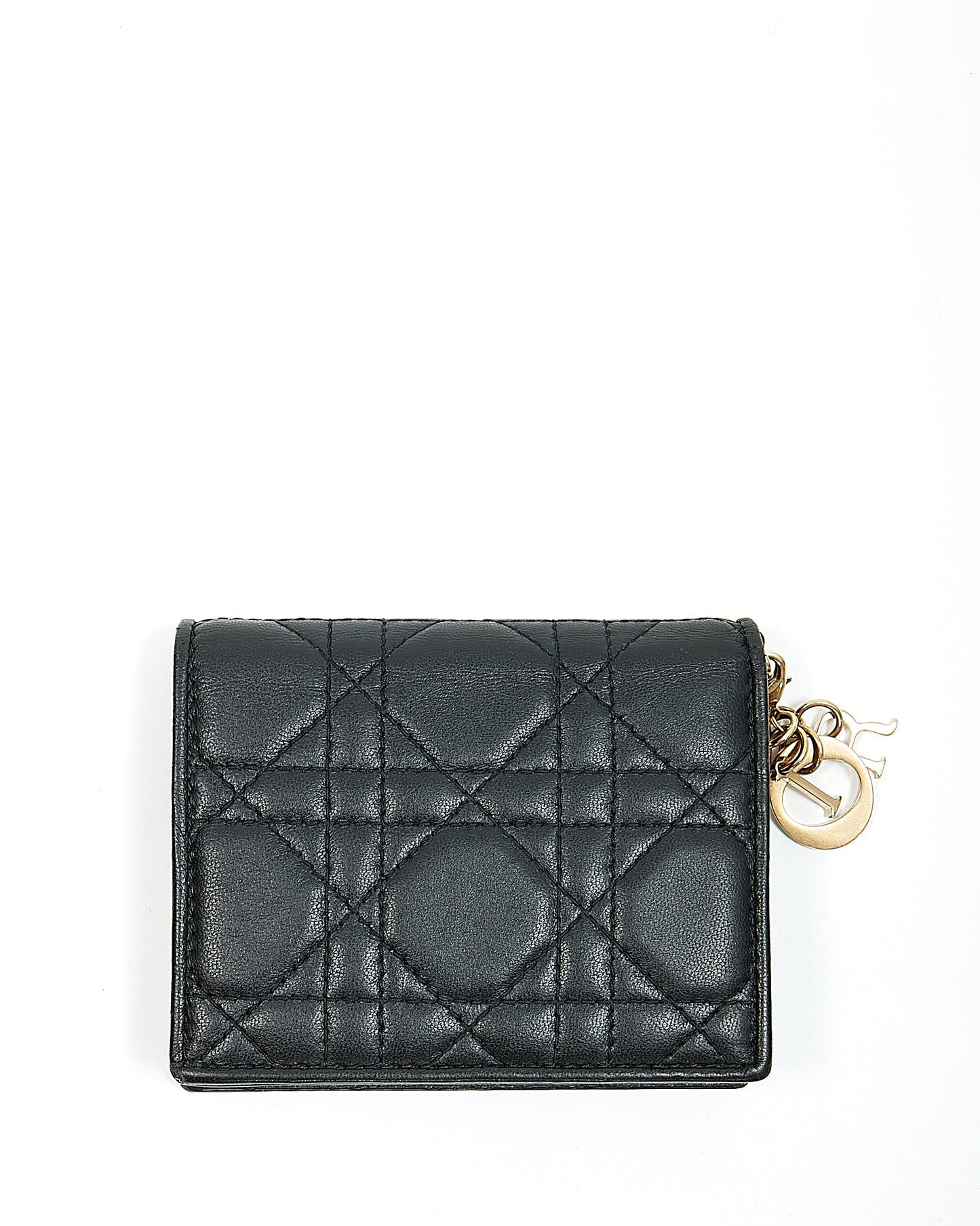 Dior Black Leather Cannage Lady Dior Mini Wallet