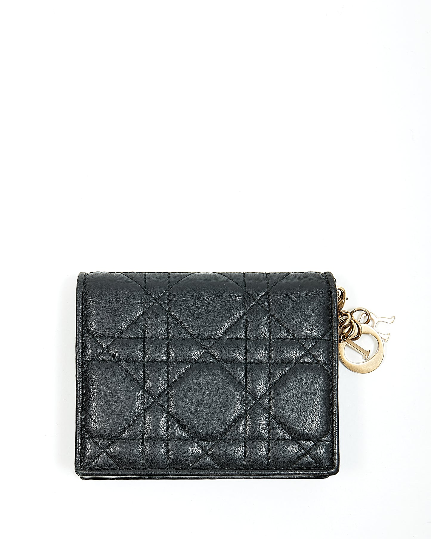 Mini portefeuille Cannage Lady Dior en cuir noir Dior