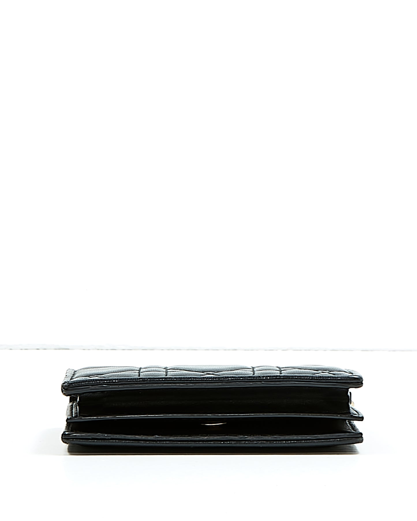 Mini portefeuille Cannage Lady Dior en cuir noir Dior