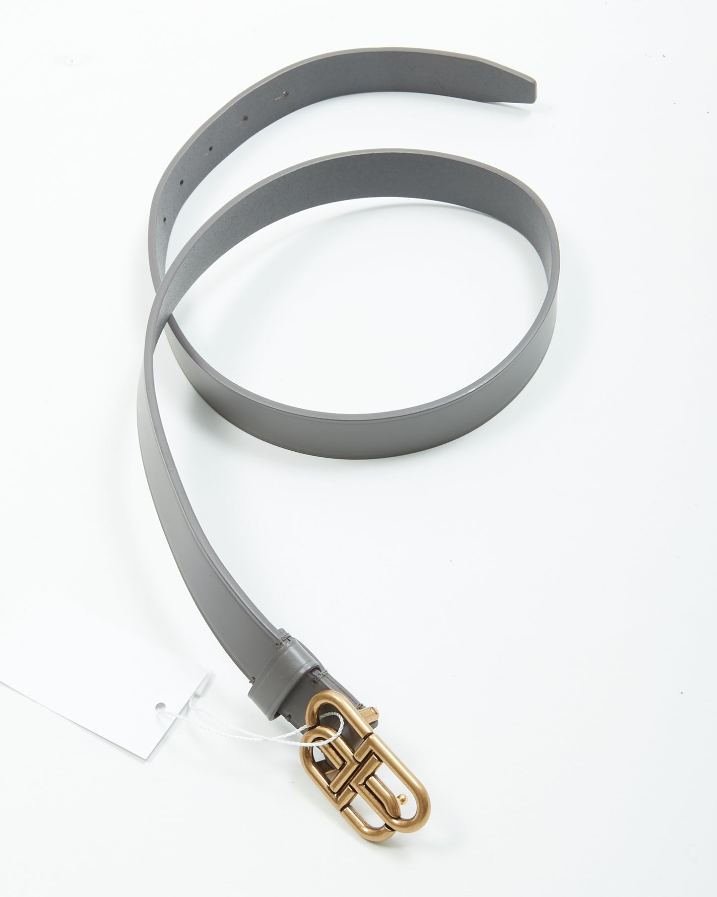 Balenciaga Grey Leather Logo Thin Belt - 85