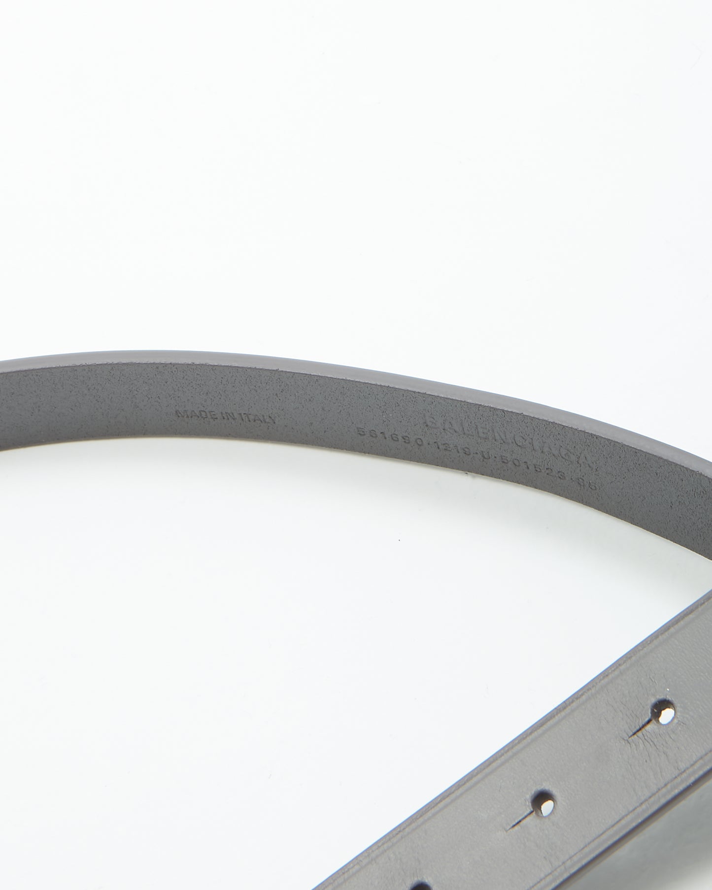 Balenciaga Grey Leather Logo Thin Belt - 85