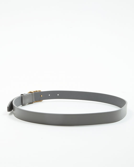 Balenciaga Grey Leather Logo Thin Belt - 85