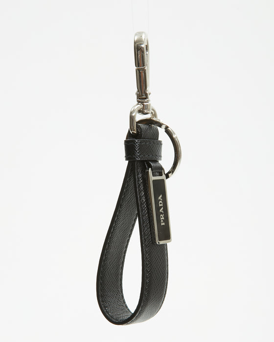 Prada Black Saffiano Leather Key Chain