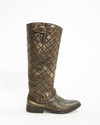 Golden Goose Antique Metallic Gold Quilted Cowboy Boots - 38