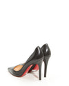 Louboutin Black Leather Point Toe Pigalle 100mm Heels - 38
