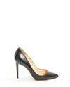 Louboutin Black Leather Point Toe Pigalle 100mm Heels - 38
