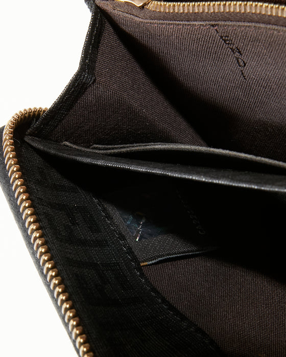 Fendi Black Zuccino Canvas Zipper Long Wallet