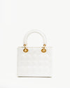 Dior White Patent Leather Cannage Medium Lady Dior Bag
