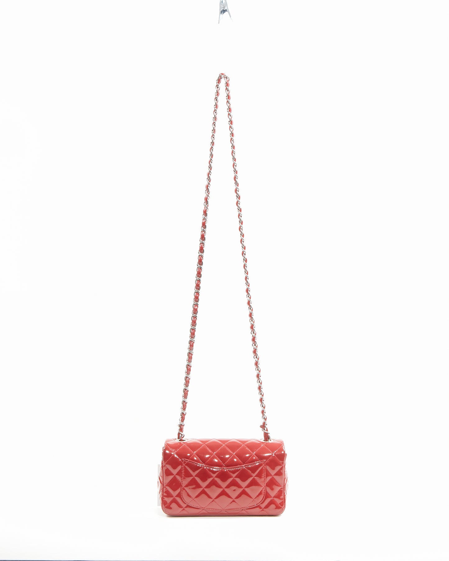 Chanel Red Patent Leather Mini Rectangular Classic Flap Bag