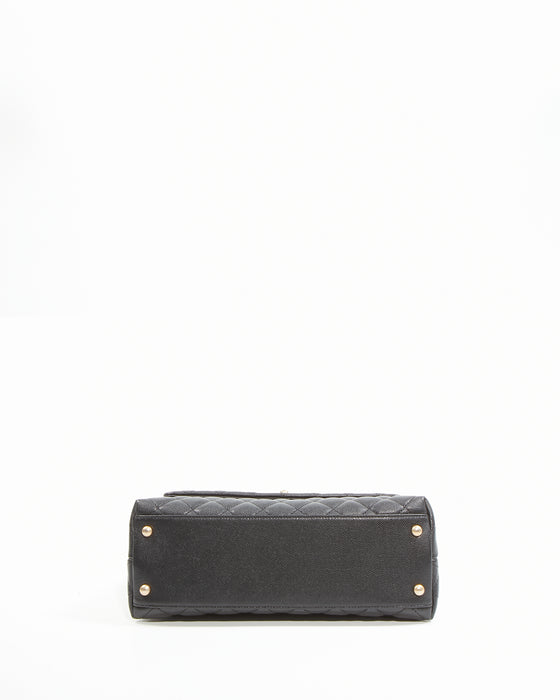 Chanel Black Caviar Medium Quilted Coco Handle Flap Bag
