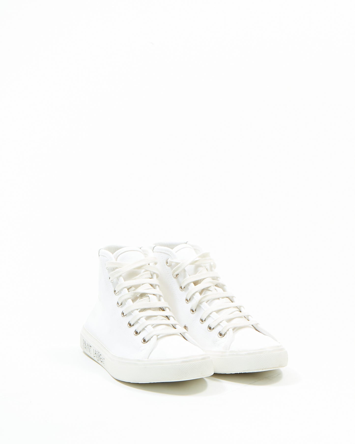 Saint Laurent White Canvas Malibu Mid-Top Sneaker - 35.5