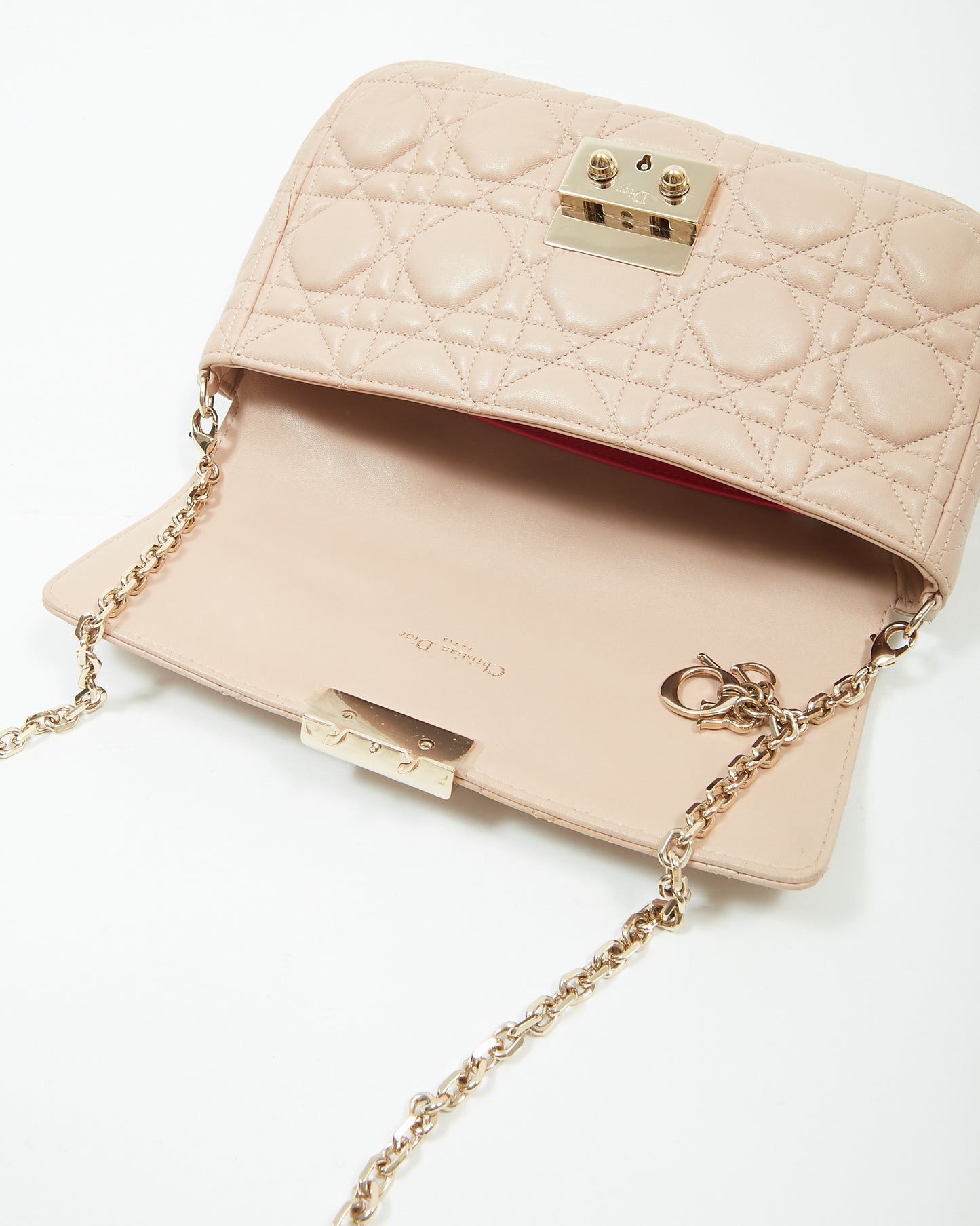 Dior Beige Leather Cannage Miss Promenade Wallet On Chain Bag