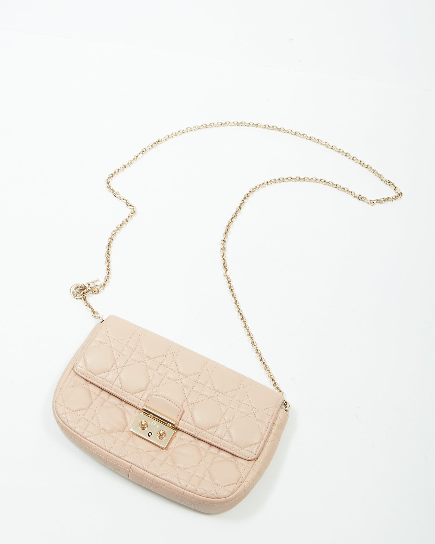 Dior Beige Leather Cannage Miss Promenade Wallet On Chain Bag