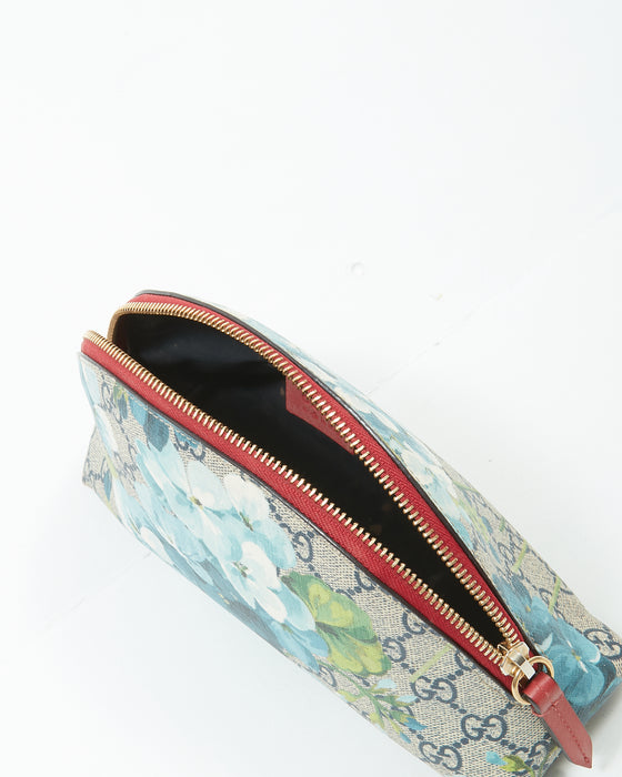 Gucci Blue/Red GG Supreme Blooms Cosmetic Pouch