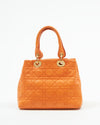 Dior Orange Leather Cannage Small Tote Bag