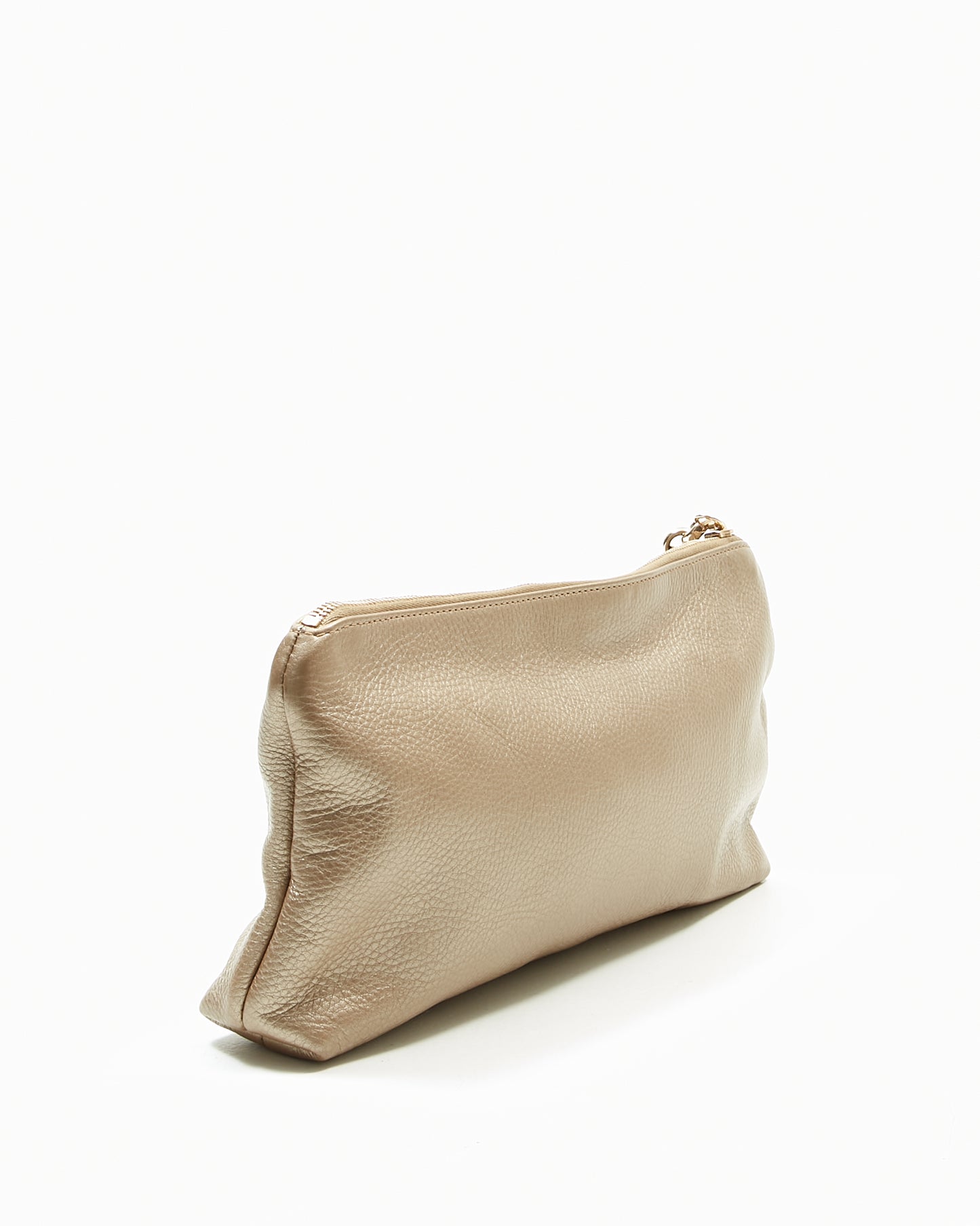 Gucci Gold Metallic Pebbled Leather Sienna Tassel Clutch Pouch