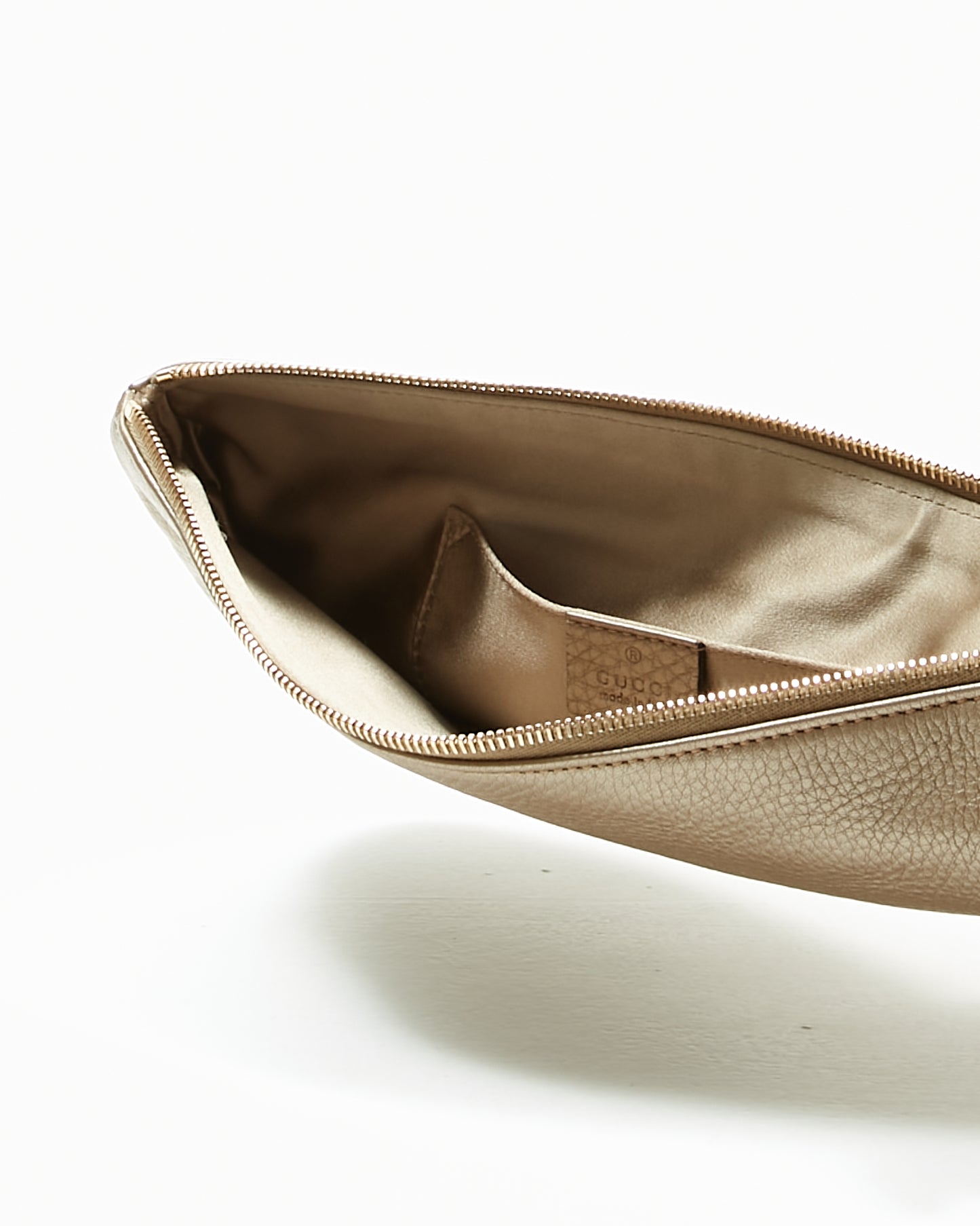 Gucci Gold Metallic Pebbled Leather Sienna Tassel Clutch Pouch