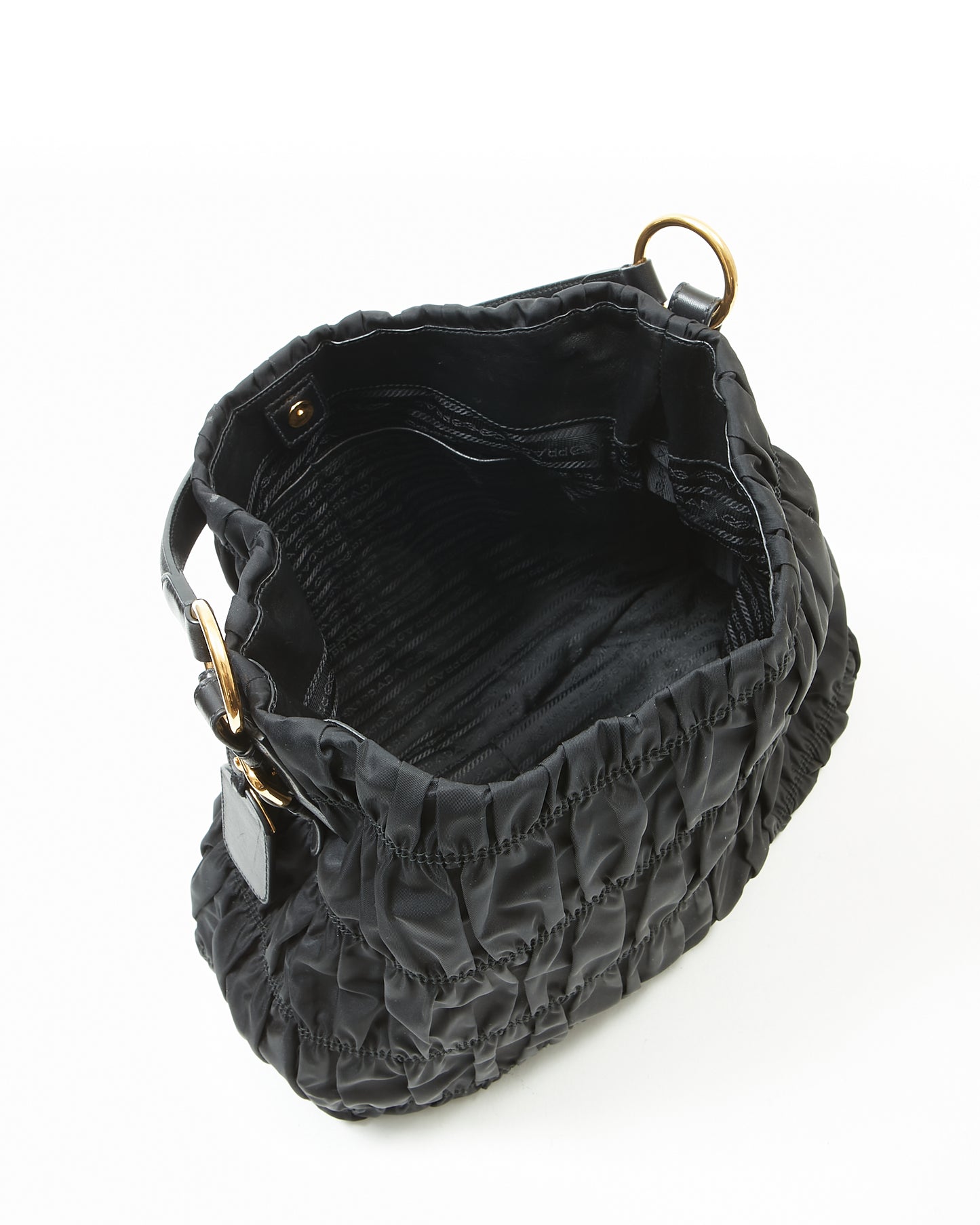 Prada Black Nylon Tessuto Gauffre Shoulder Hobo Bag