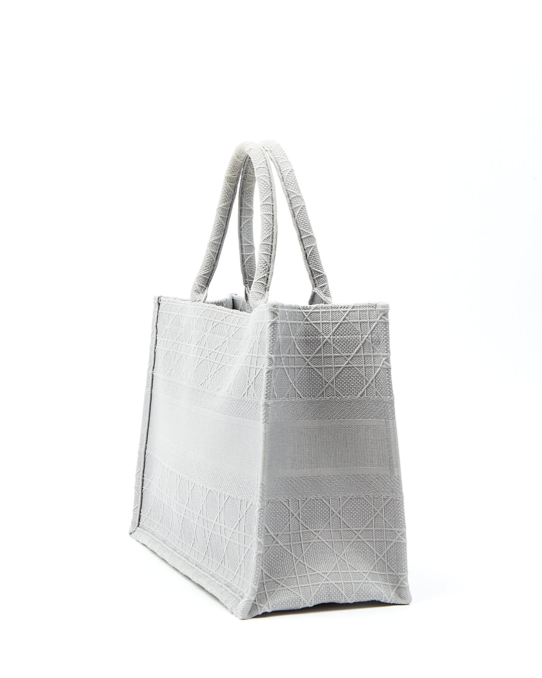 Dior Grey Cannage Fabric Medium Book Tote Bag