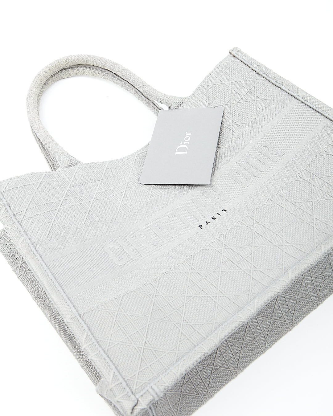 Dior Grey Cannage Fabric Medium Book Tote Bag
