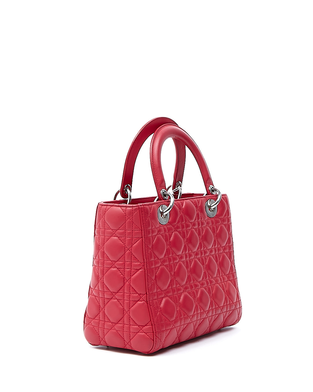 Dior Cherry Red Leather Cannage Medium Lady Dior Bag