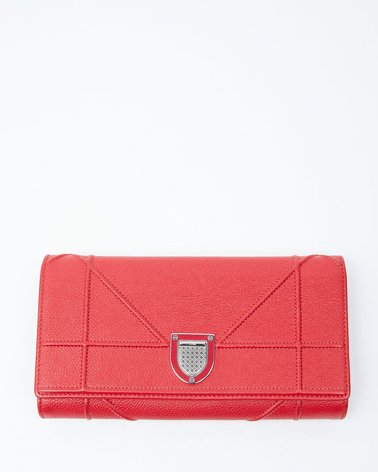 Dior Red Leather Diorama Wallet On Chain