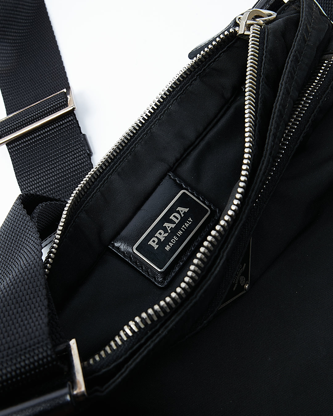 Prada Black Tessuto Nylon Flat Crossbody Bag