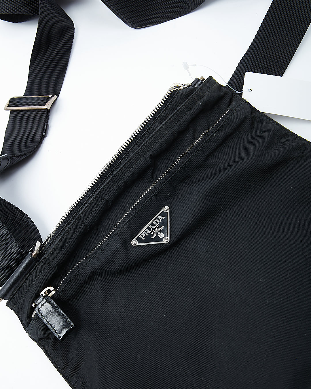 Prada Black Tessuto Nylon Flat Crossbody Bag