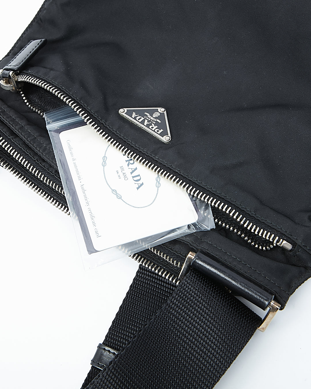 Prada Black Tessuto Nylon Flat Crossbody Bag