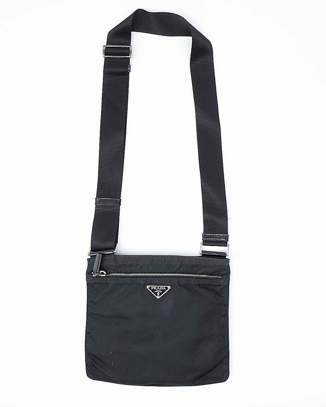 Prada Black Tessuto Nylon Flat Crossbody Bag