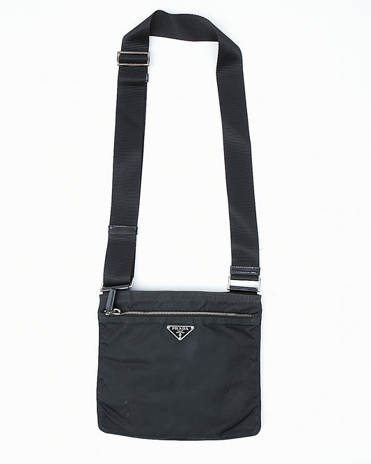 Prada Black Tessuto Nylon Flat Crossbody Bag