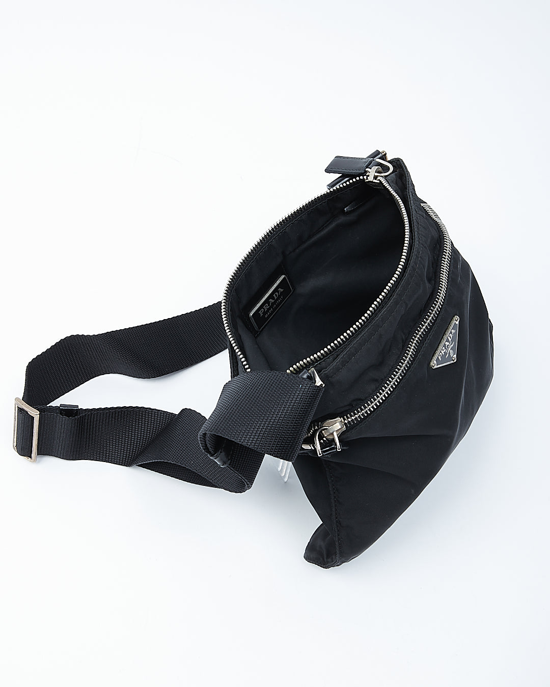 Prada Black Tessuto Nylon Flat Crossbody Bag