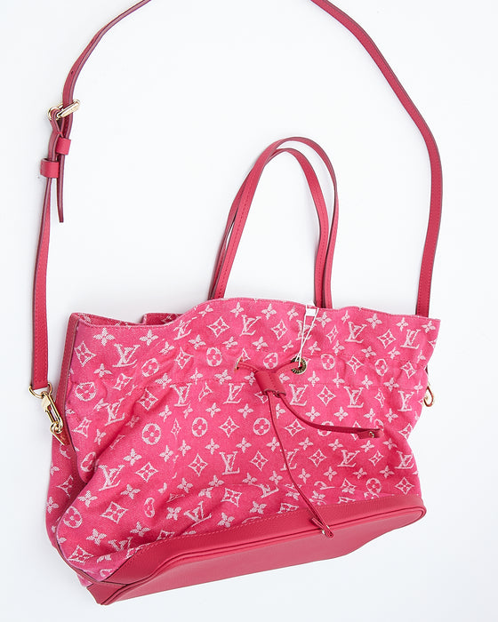 LOUIS VUITTON Authentic Women's Noefle MM 2way Denim Pink Monogram Tote  Bag