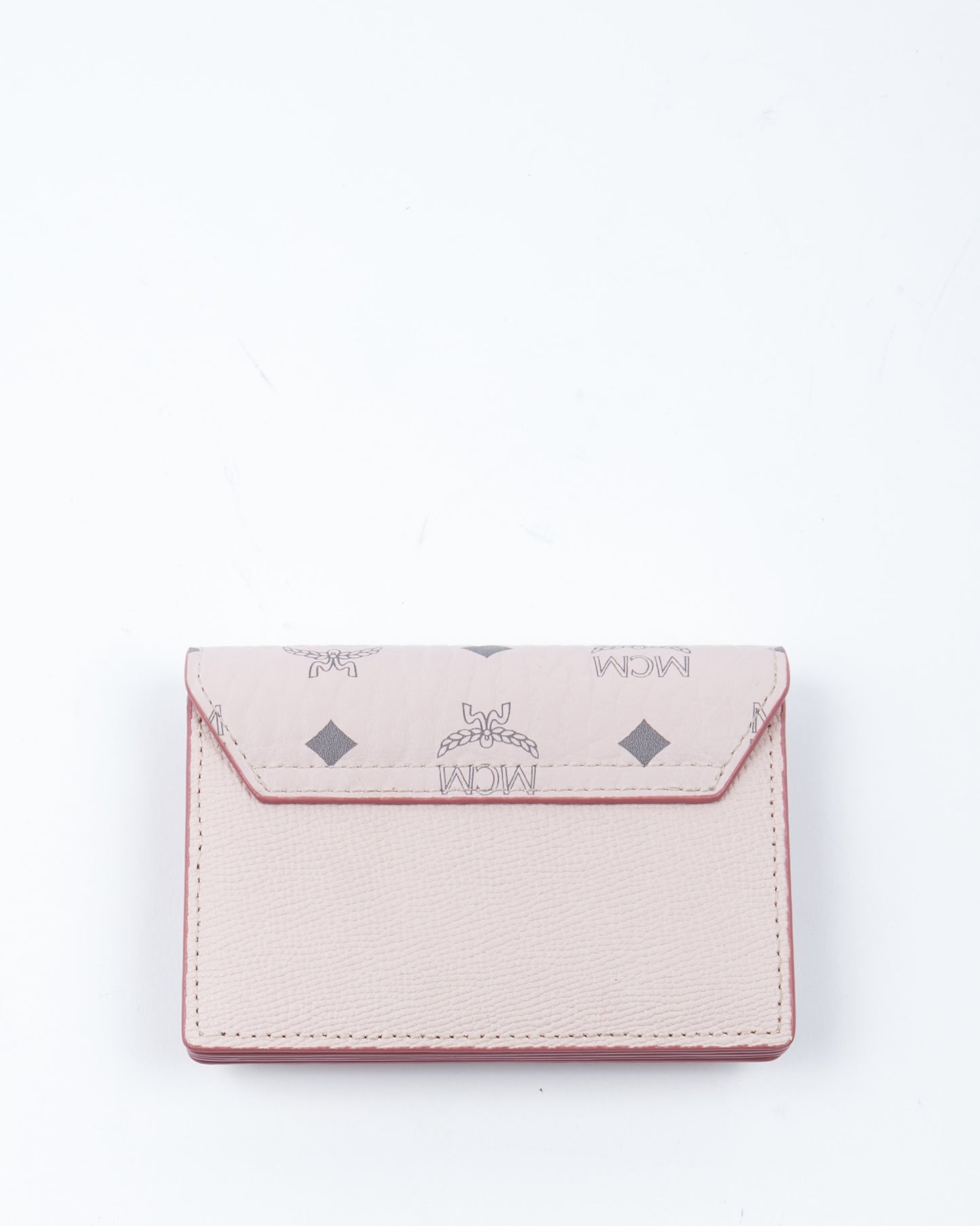 MCM Pink Monogram Visetos Leather Compact Wallet