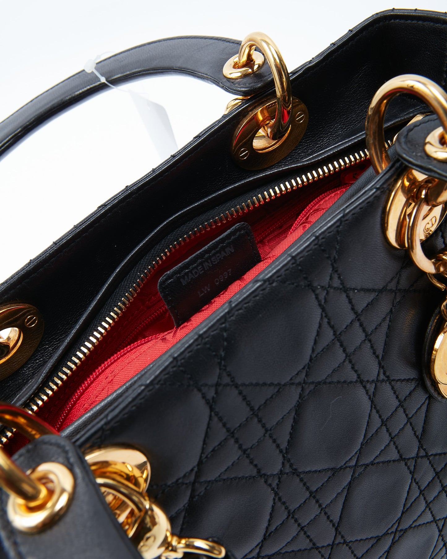 Dior Black Leather Vintage Cannage Medium Lady Dior Bag