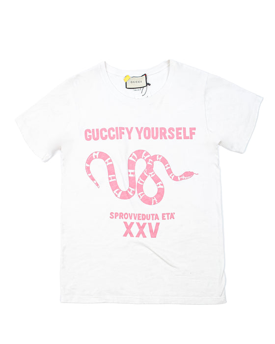 Gucci White Cotton Guccify Yourself Snake T-Shirt - S