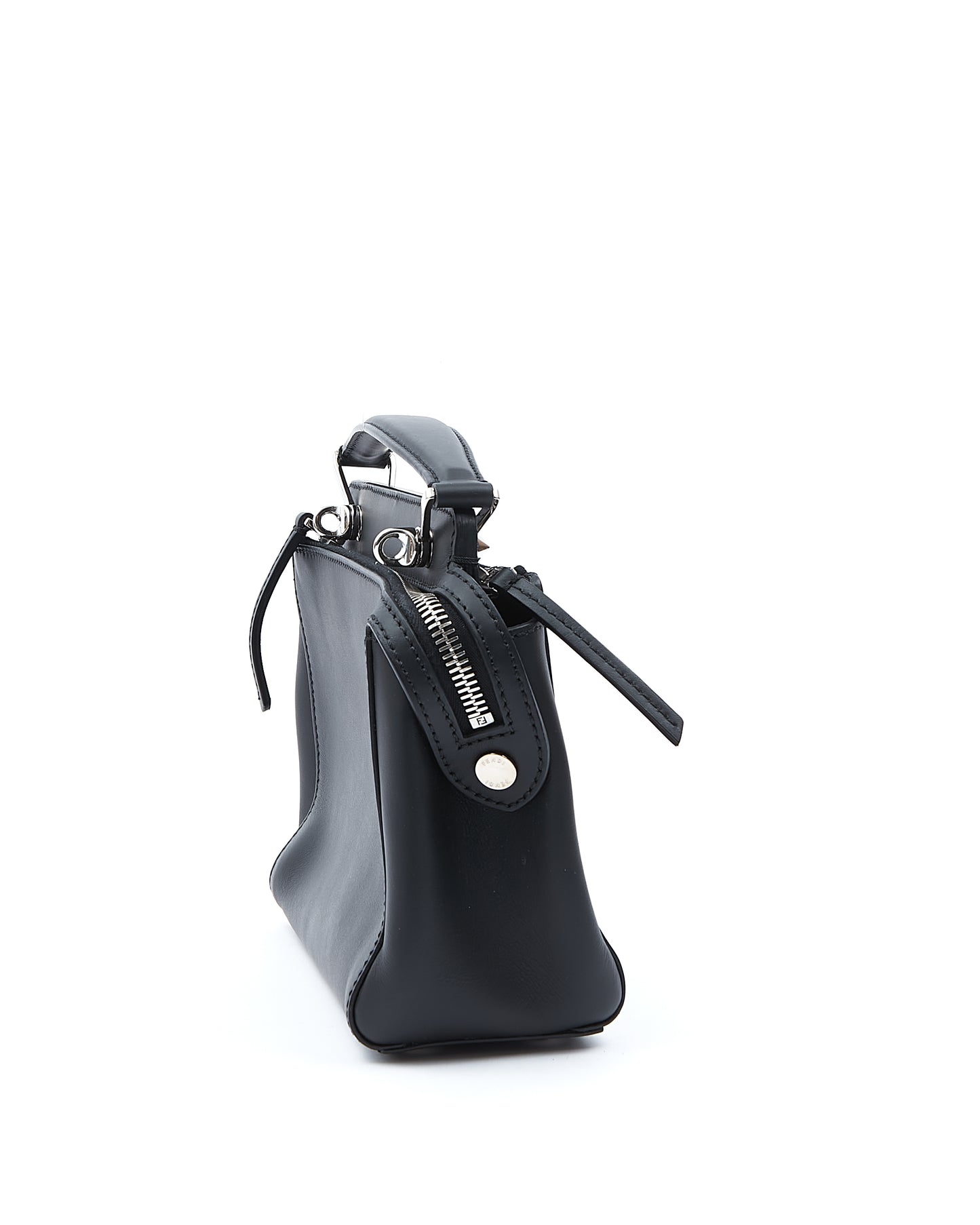 Fendi Black Leather Whipstitch Dotcom Small Bag