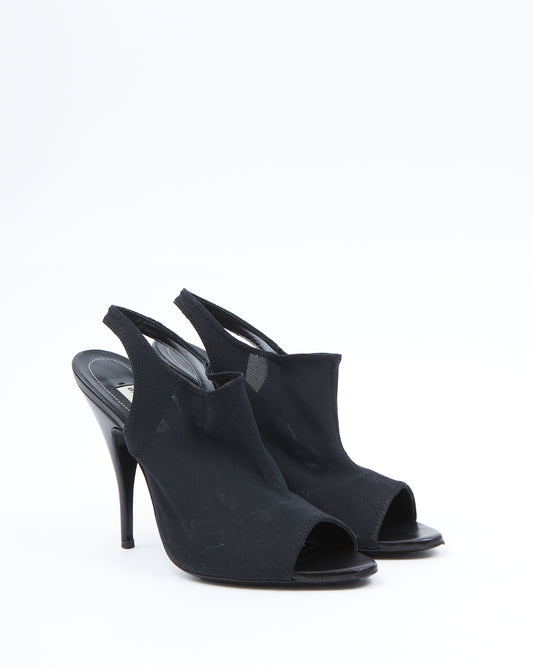 Balenciaga Black Sock Open Toe Mule Heels - 39