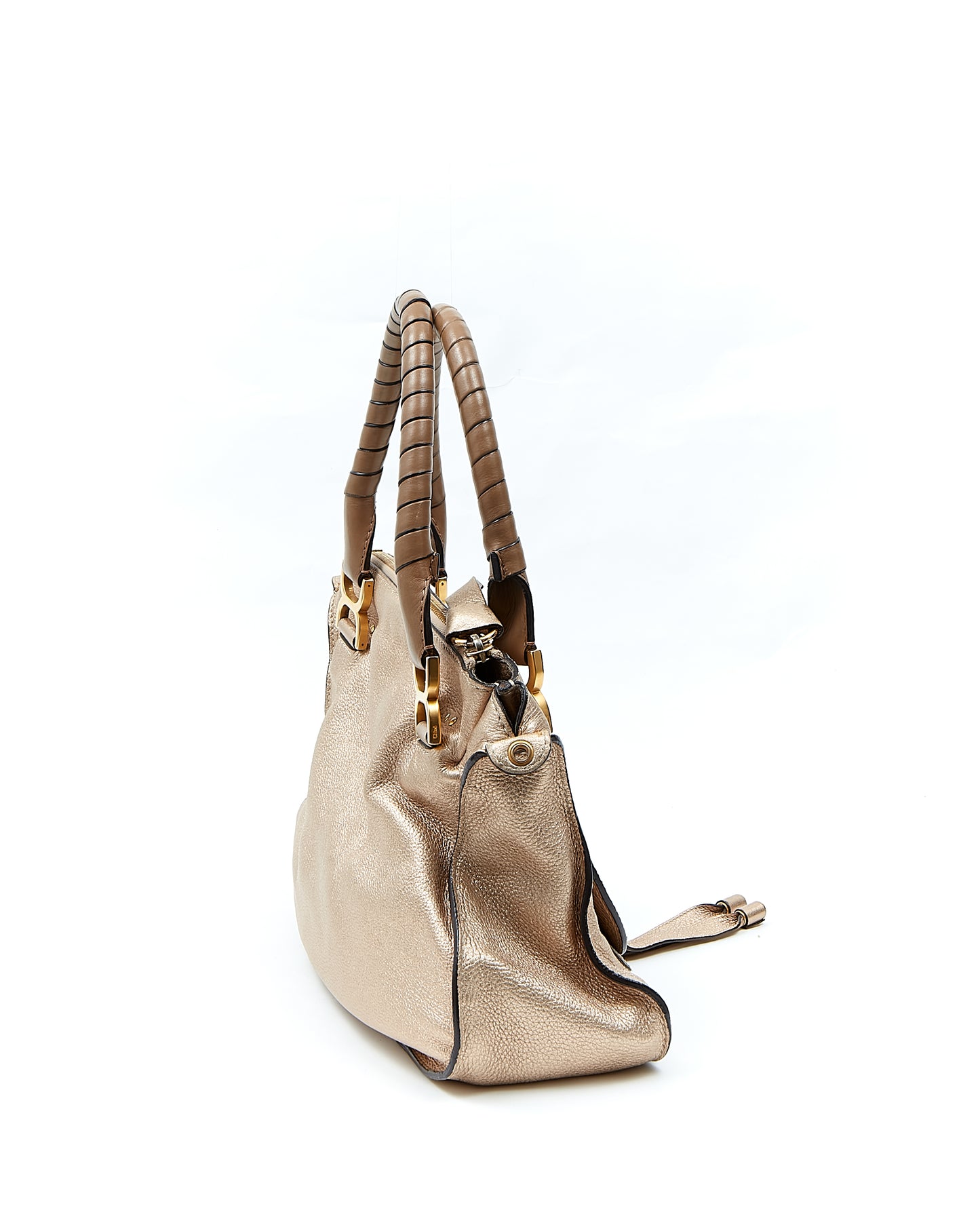 Chloe Metallic Gold Marcie Shoulder Convertible Bag